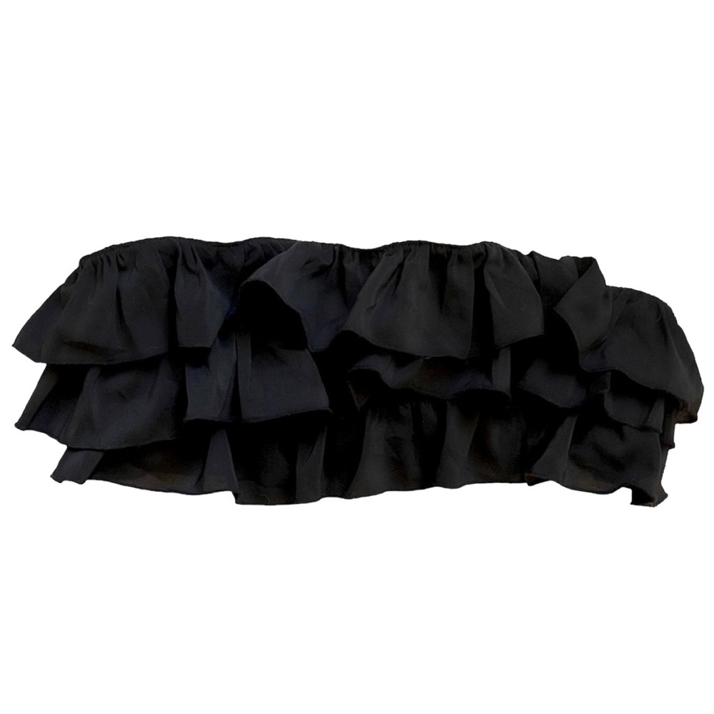 Ruffle Black Bandeau Bathing Suit Top
